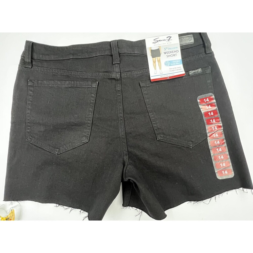 Seven 7 Womens 5" Weekend Shorts Black Cut Hem Denim Shorts MSRP $59 NWT Size 14